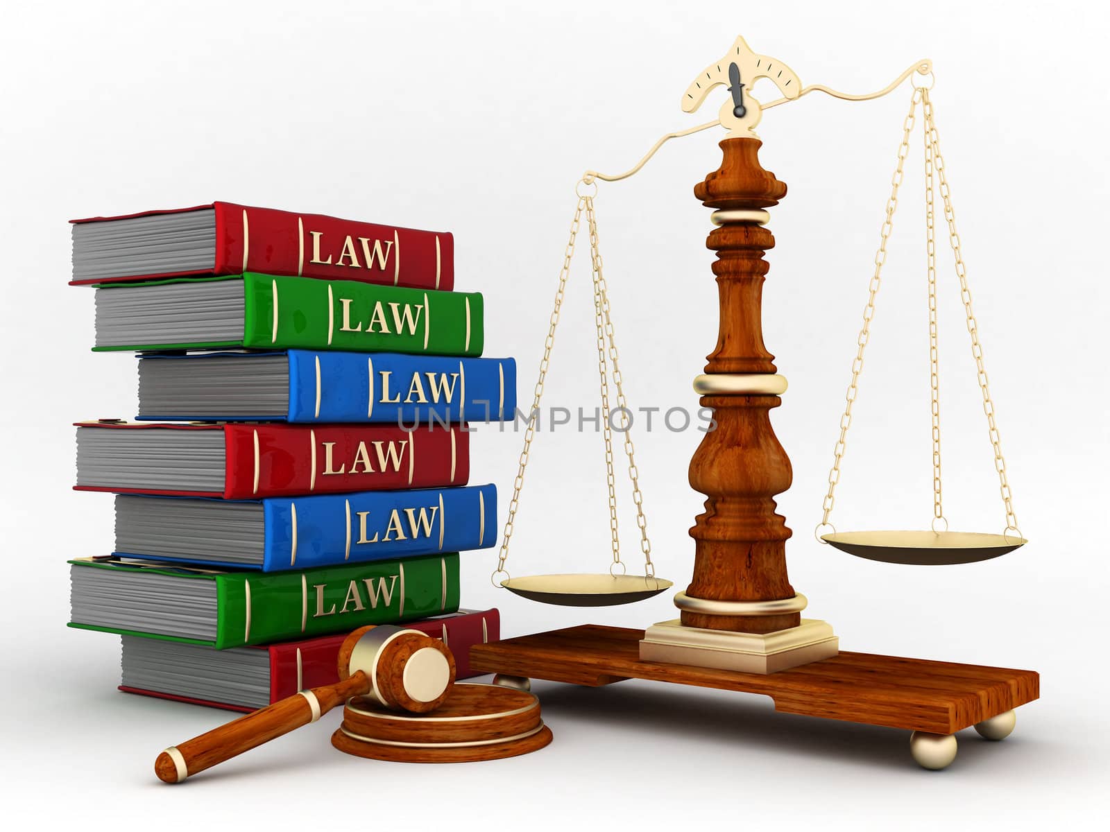 beautiful image of judicial attributes on a white background