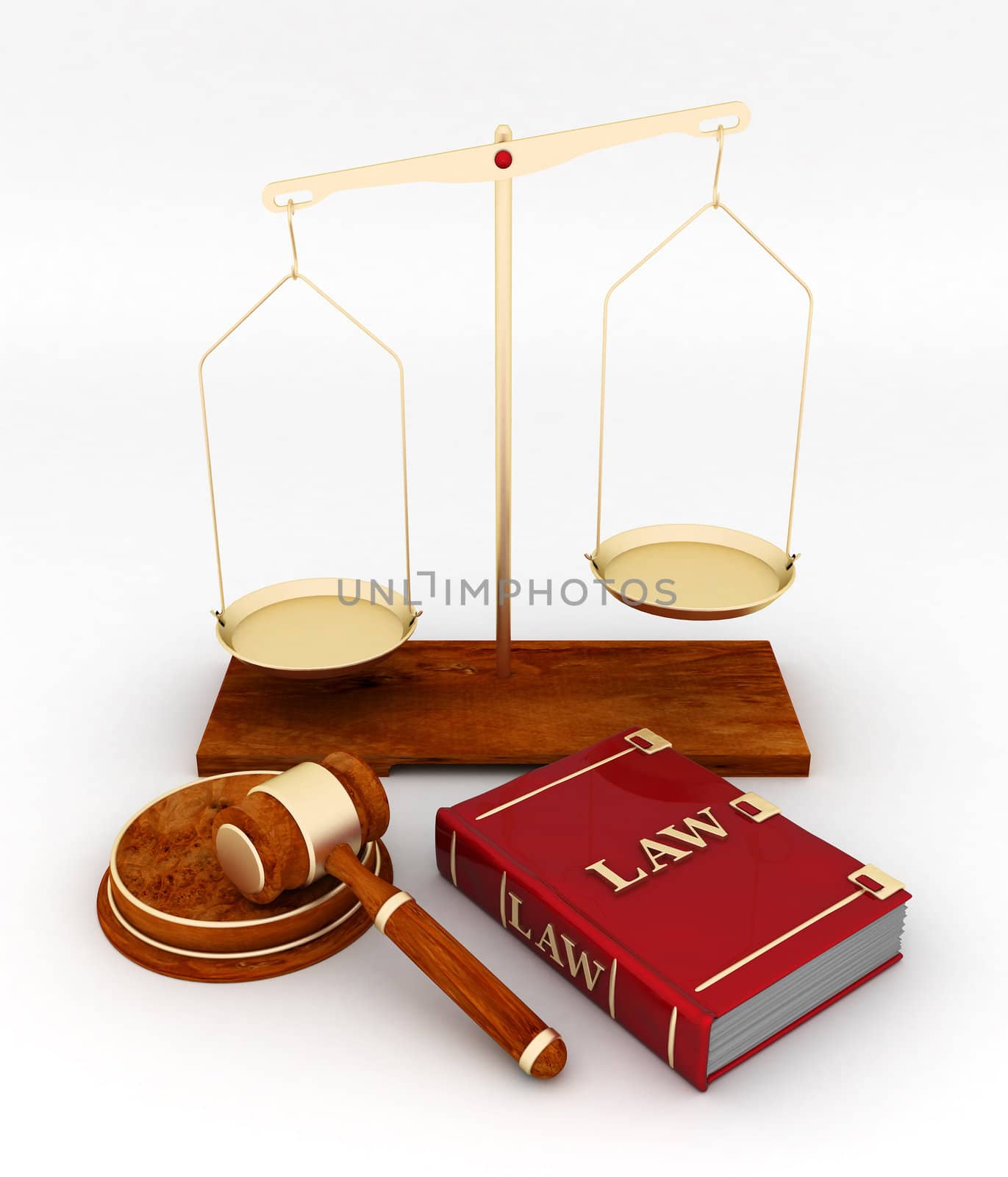 beautiful image of judicial attributes on a white background