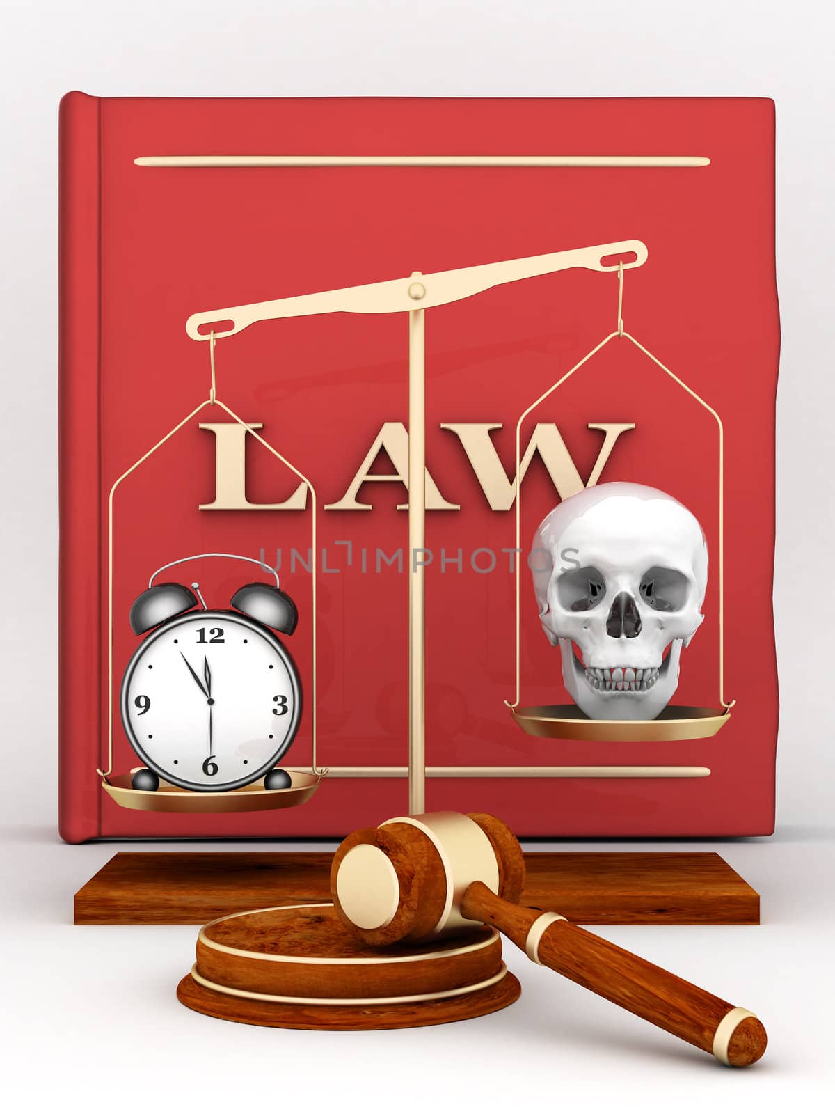 beautiful image of judicial attributes on a white background