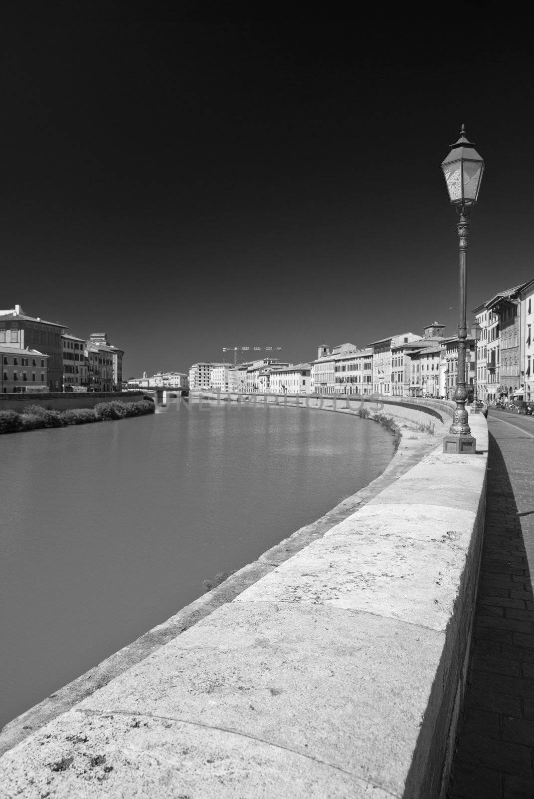 Detail of Lungarni in Pisa, Italy