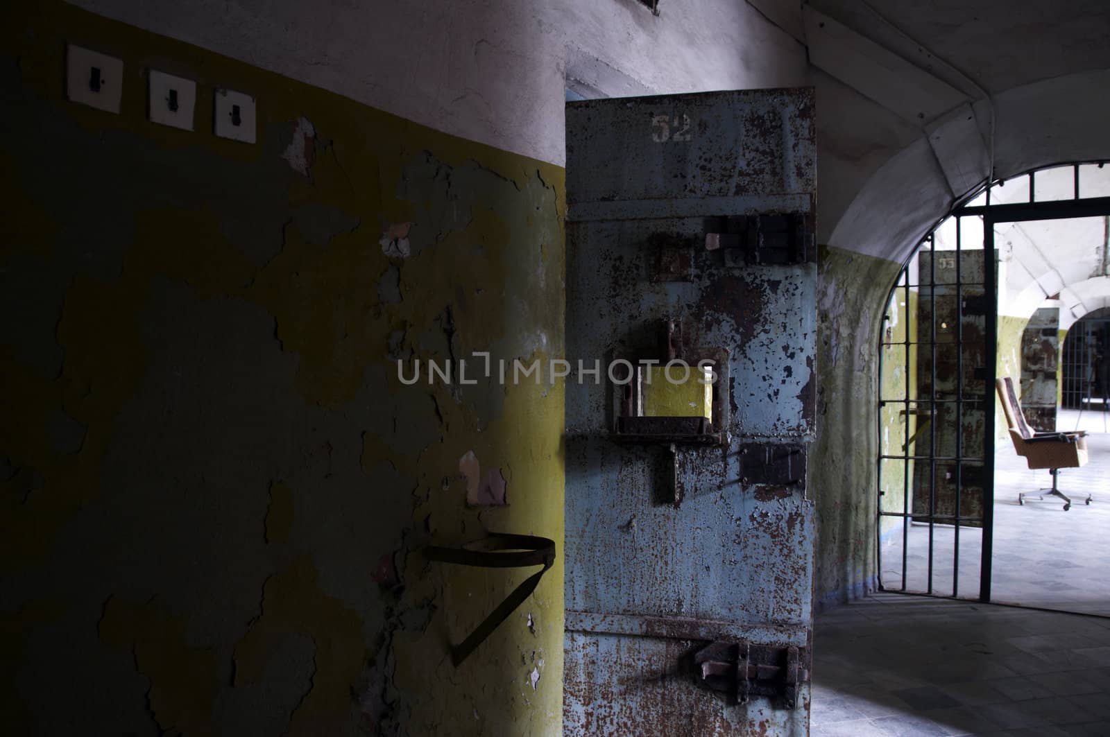 Cell doors in the old abandoned prison