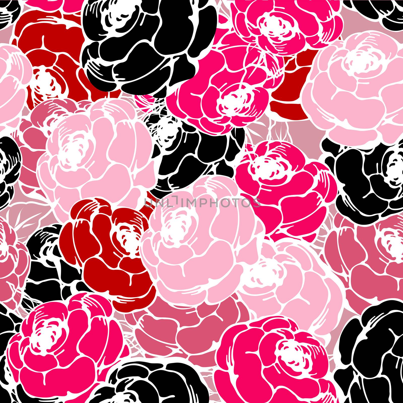 Pink roses pattern by Lirch