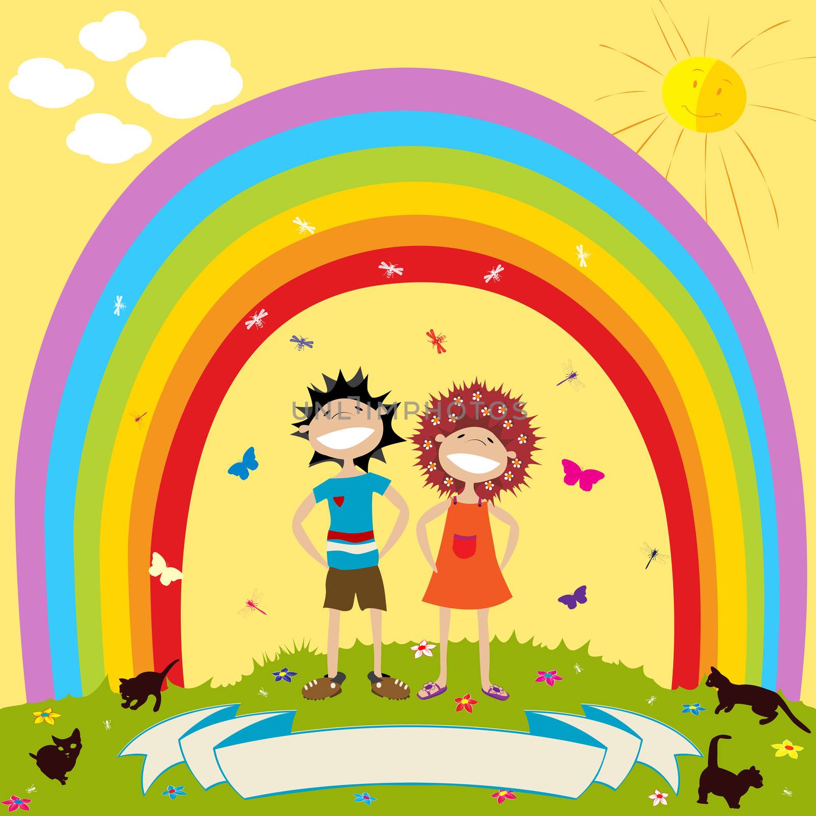 Children and rainbow by Lirch