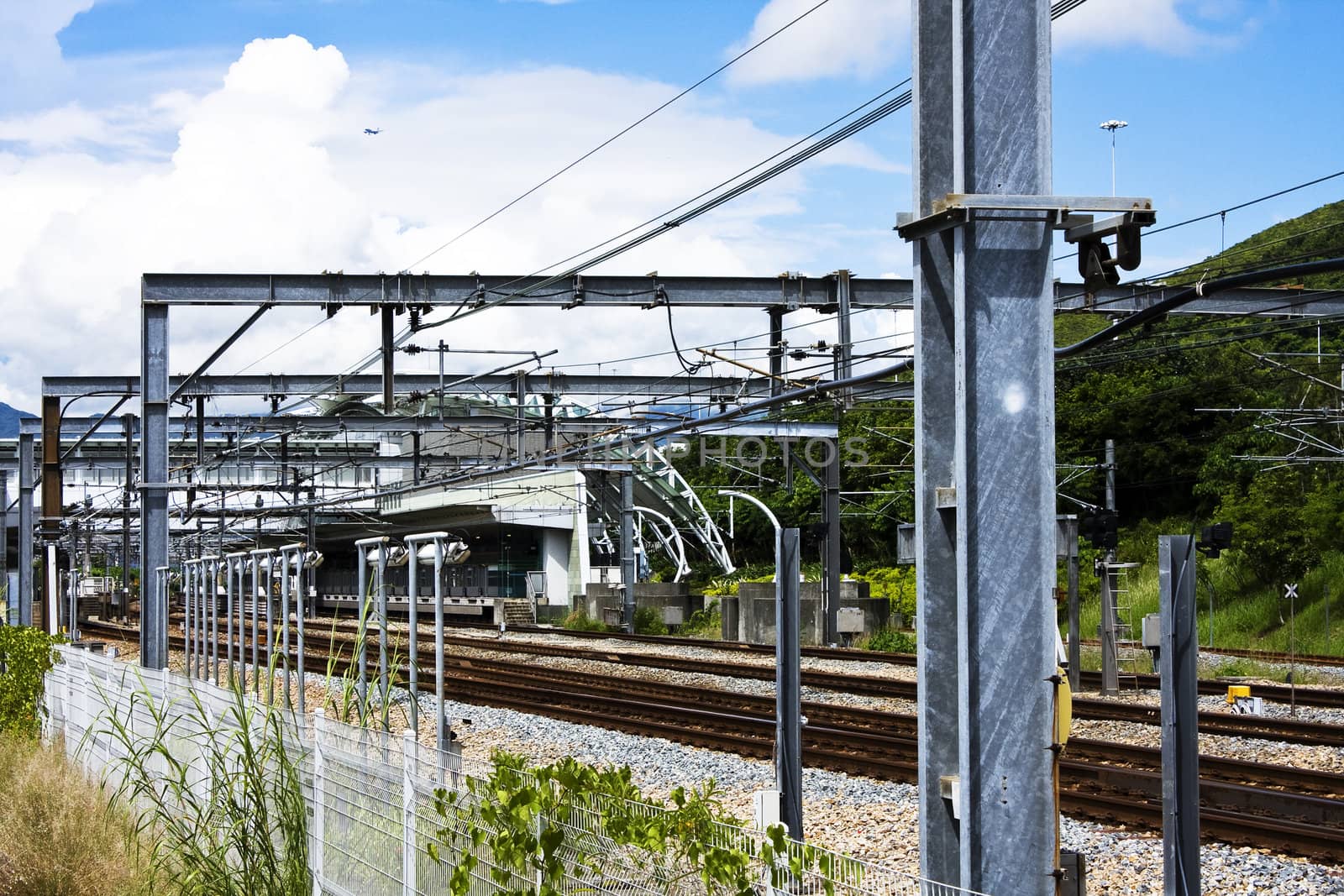 Railroad and blue sky at day in hong kong