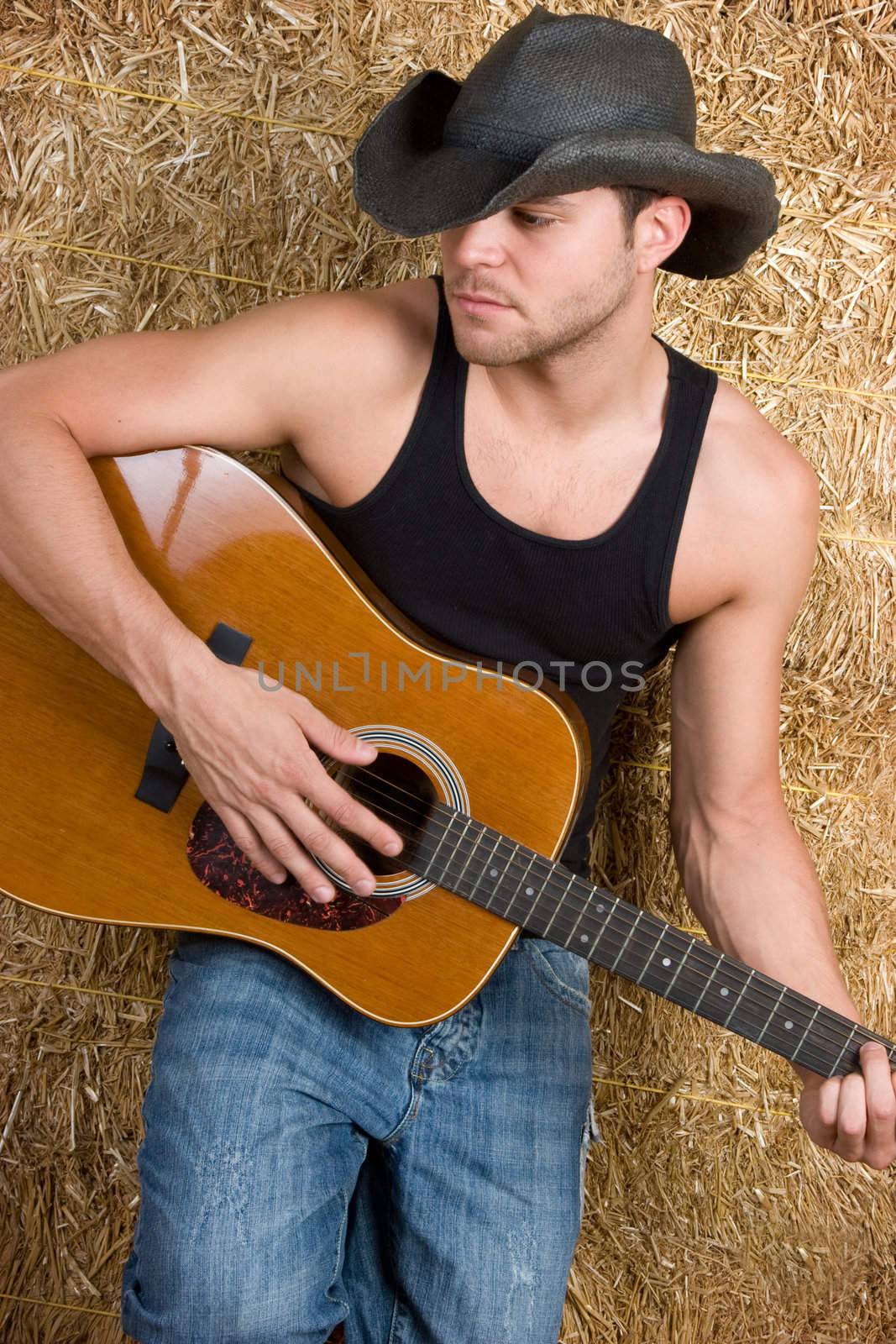 Country music man playing guitar