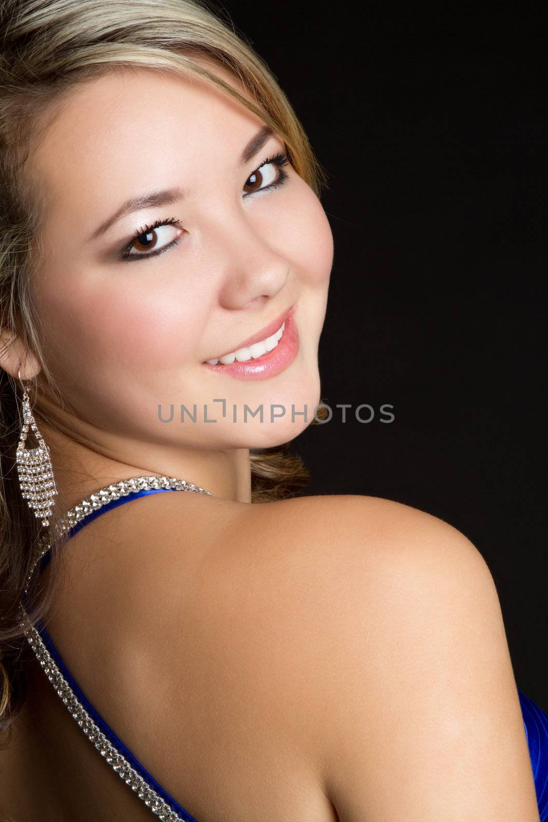 Beautiful girl looking over shoulder