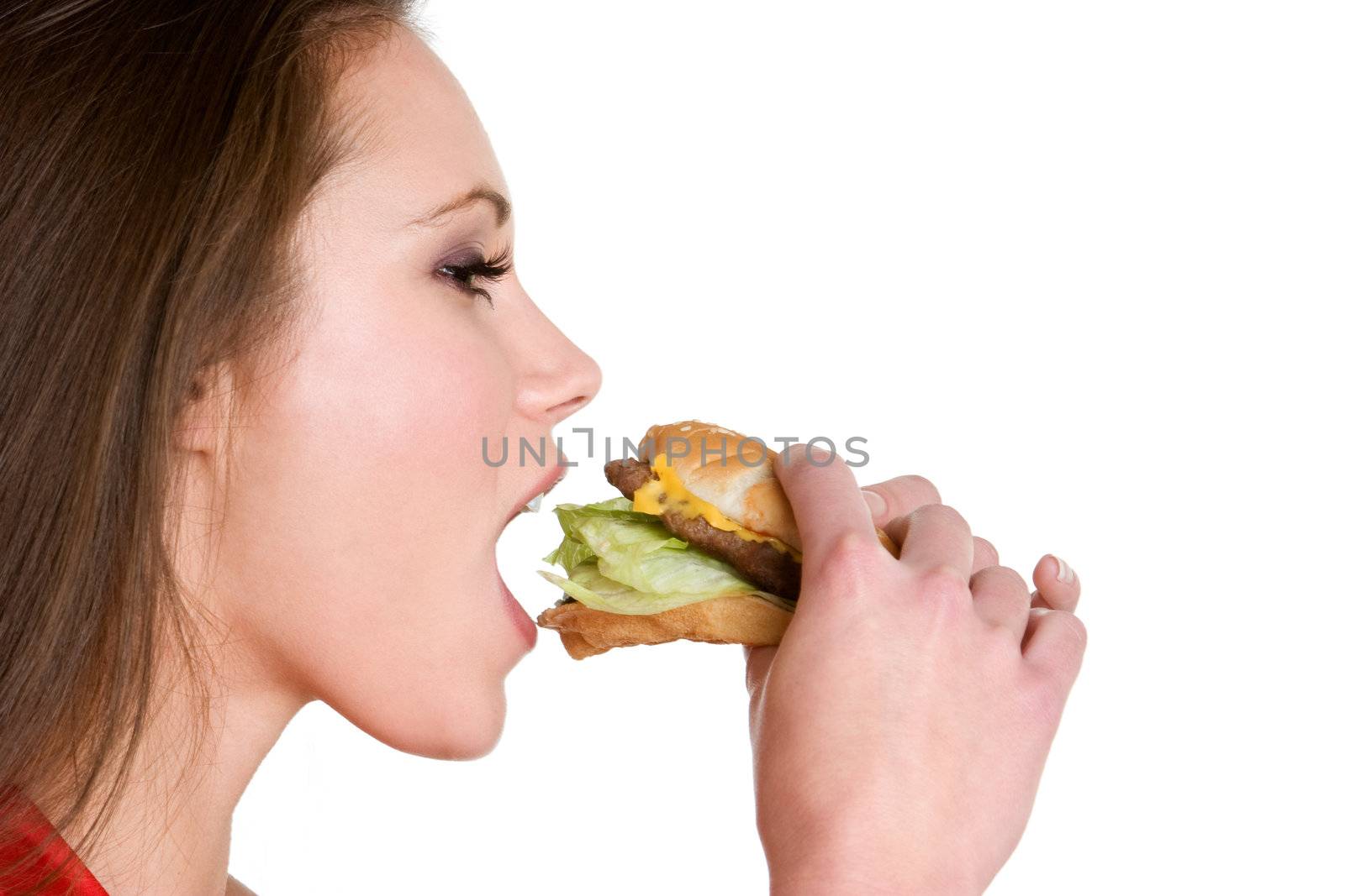 Woman Eating Burger by keeweeboy