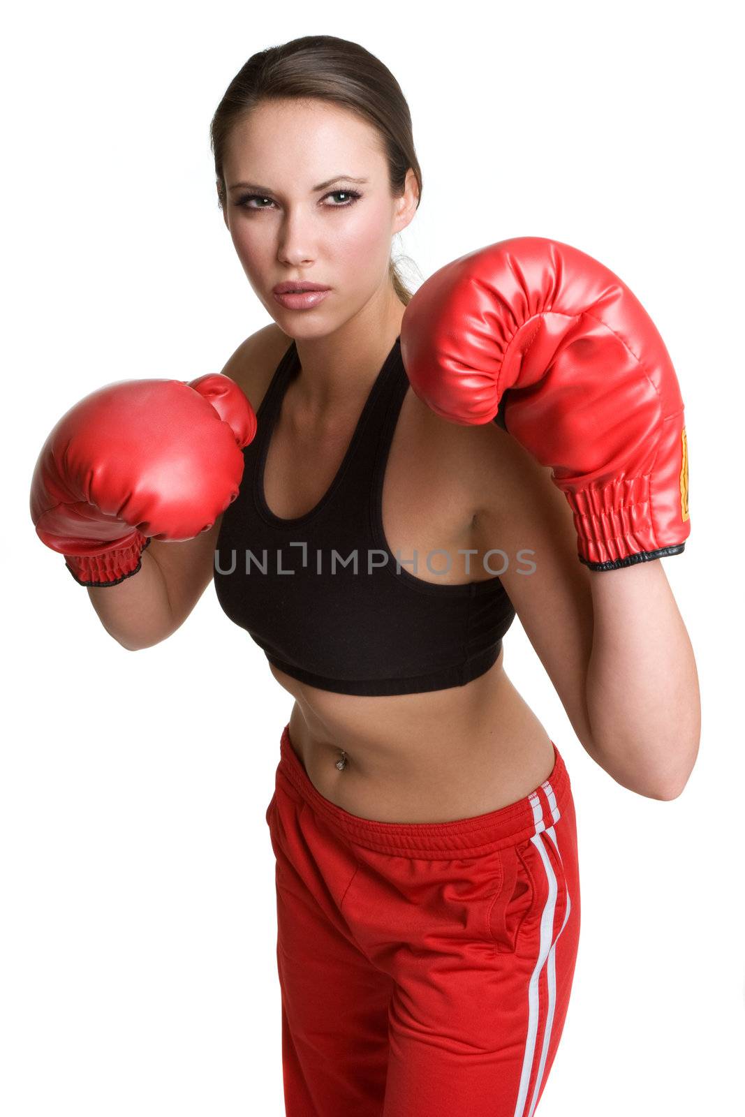 Beautiful isolated boxing woman