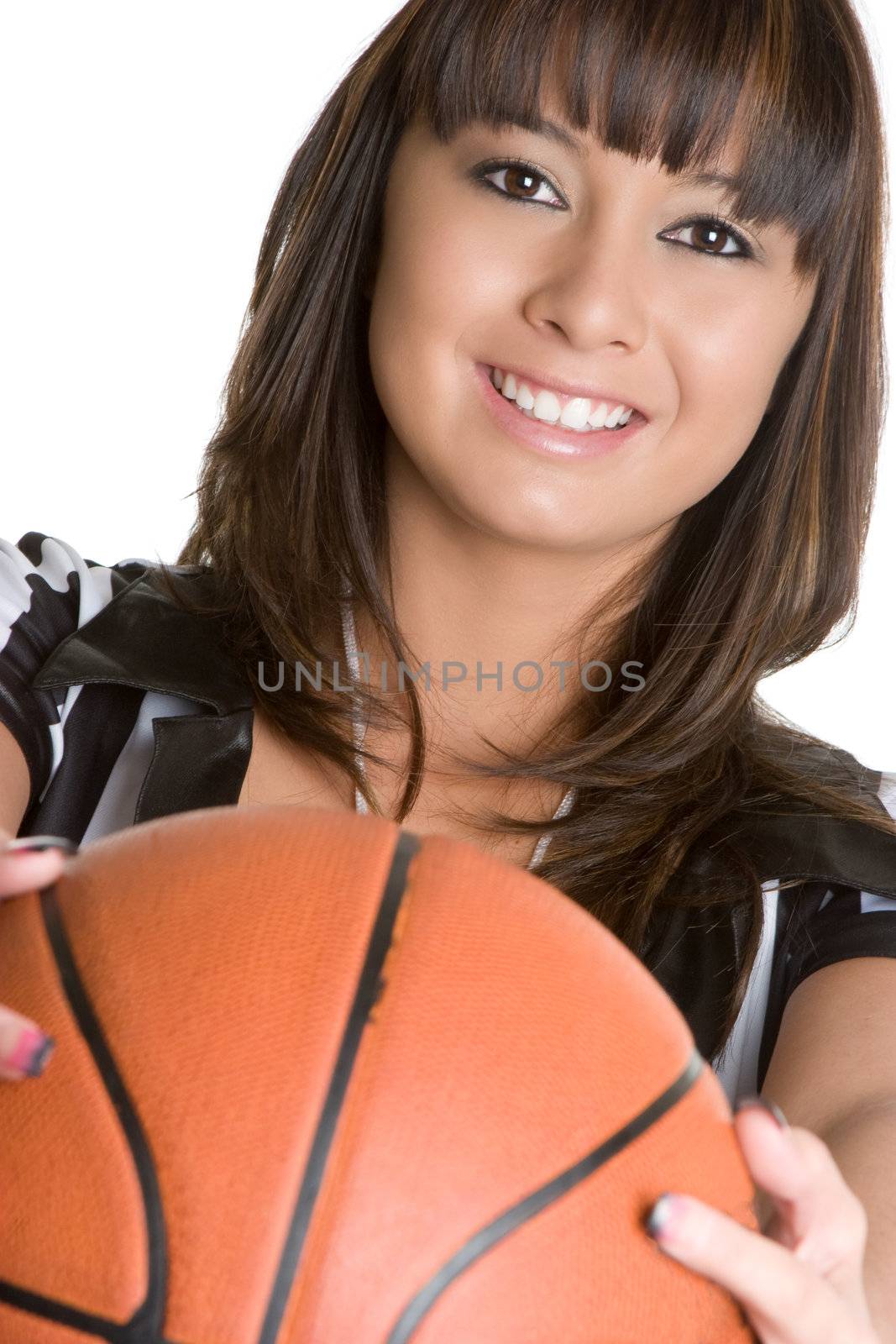 Smiling basketball referee girl