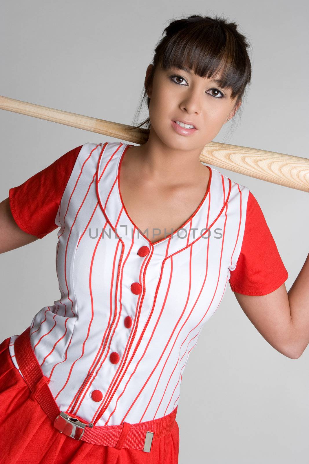 Asian female baseball player