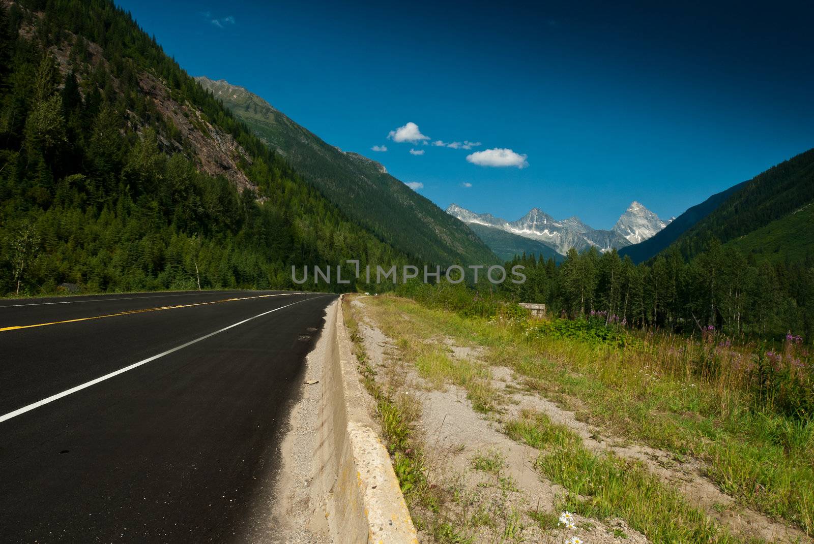 on the road to banff national park in canda
