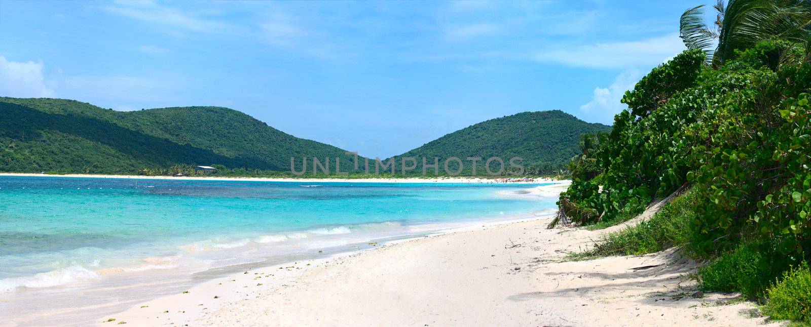 The gorgeous white sand filled Flamenco beach on the Puerto Rican island of Culebra.