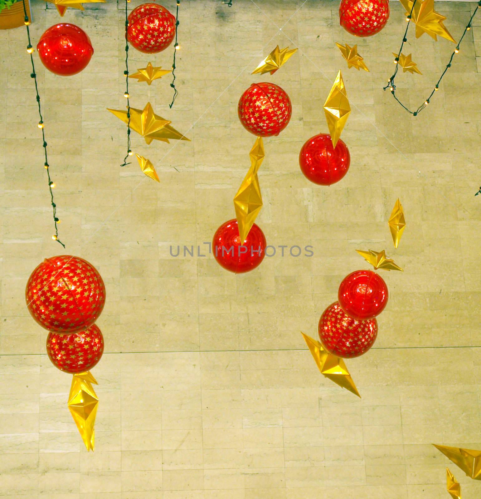 Detail of coloured Christmas bauble for tree decoration