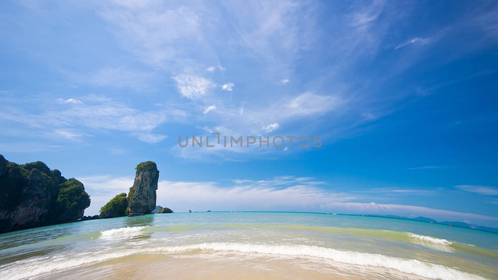 Sandy beach and turquoise sea, Krabi province, Thailand