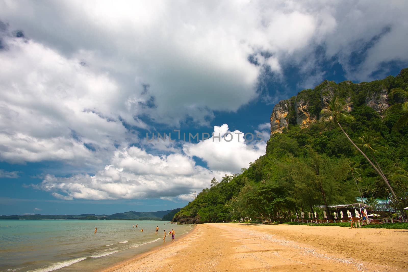 Sandy beach near hotel, Krabi province, Thailand