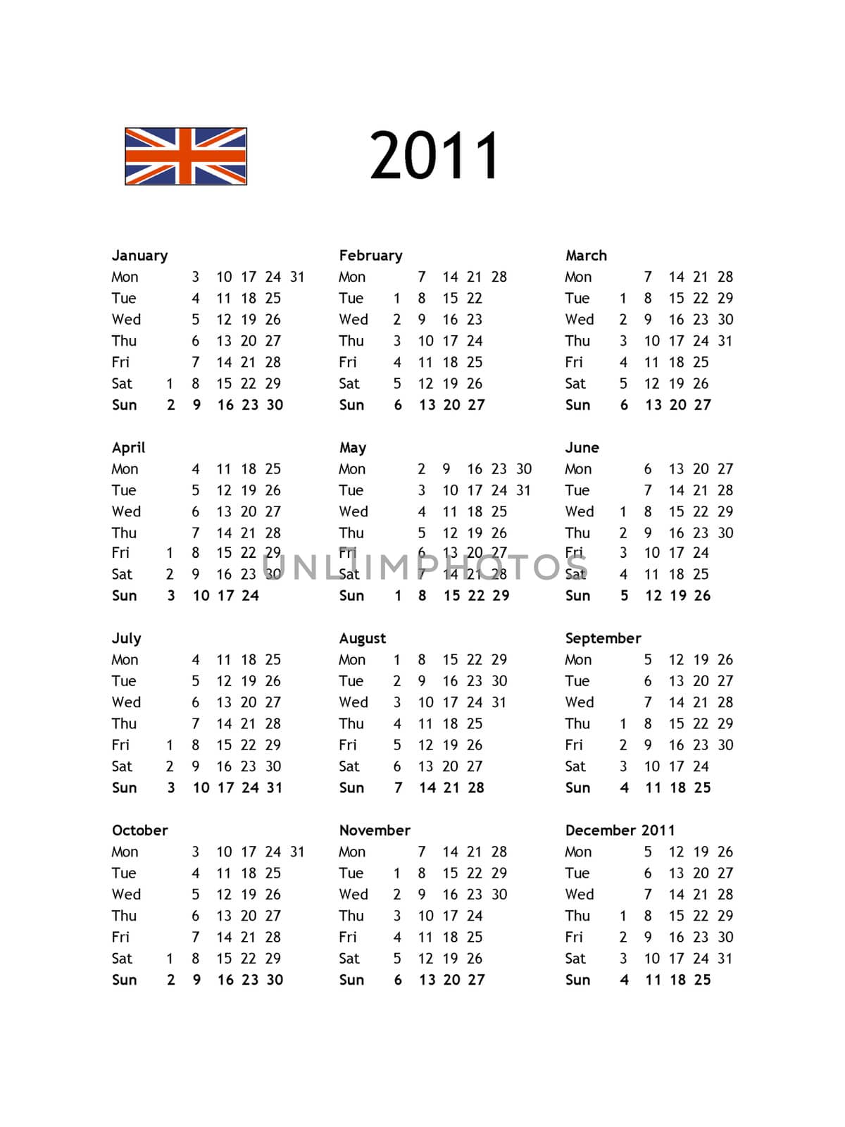 English calendar by claudiodivizia