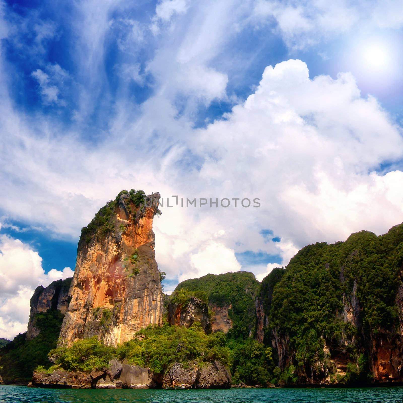 Sea, sky and cliffs in Krabi province, Thailand 