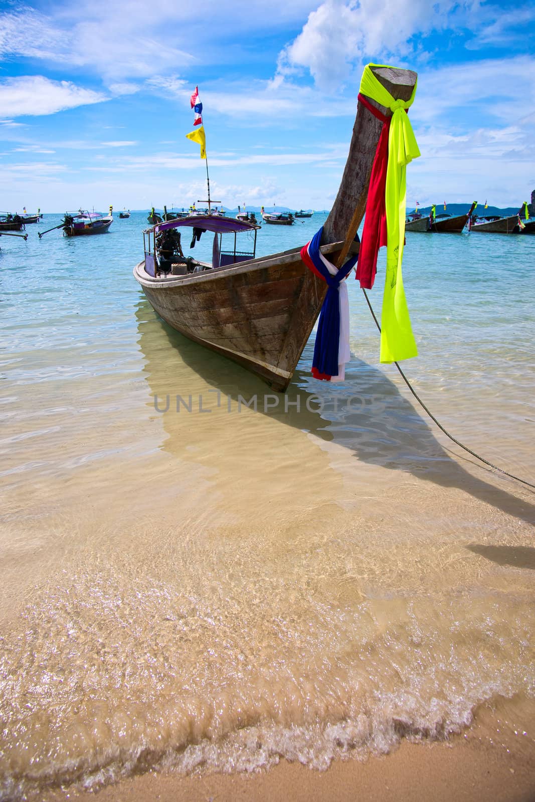 Longtail boat on the beach, Krabi province, Thailand