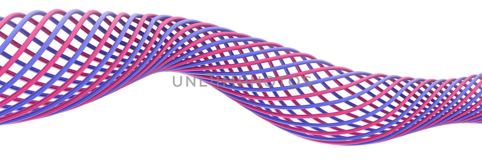 Blue and red 3d spiral isolated on the white background