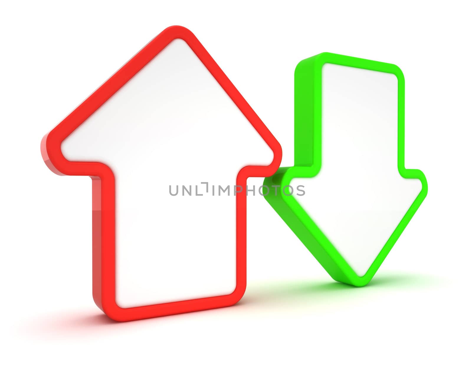 Two arrows "Up" and "Down" isolated on the white background