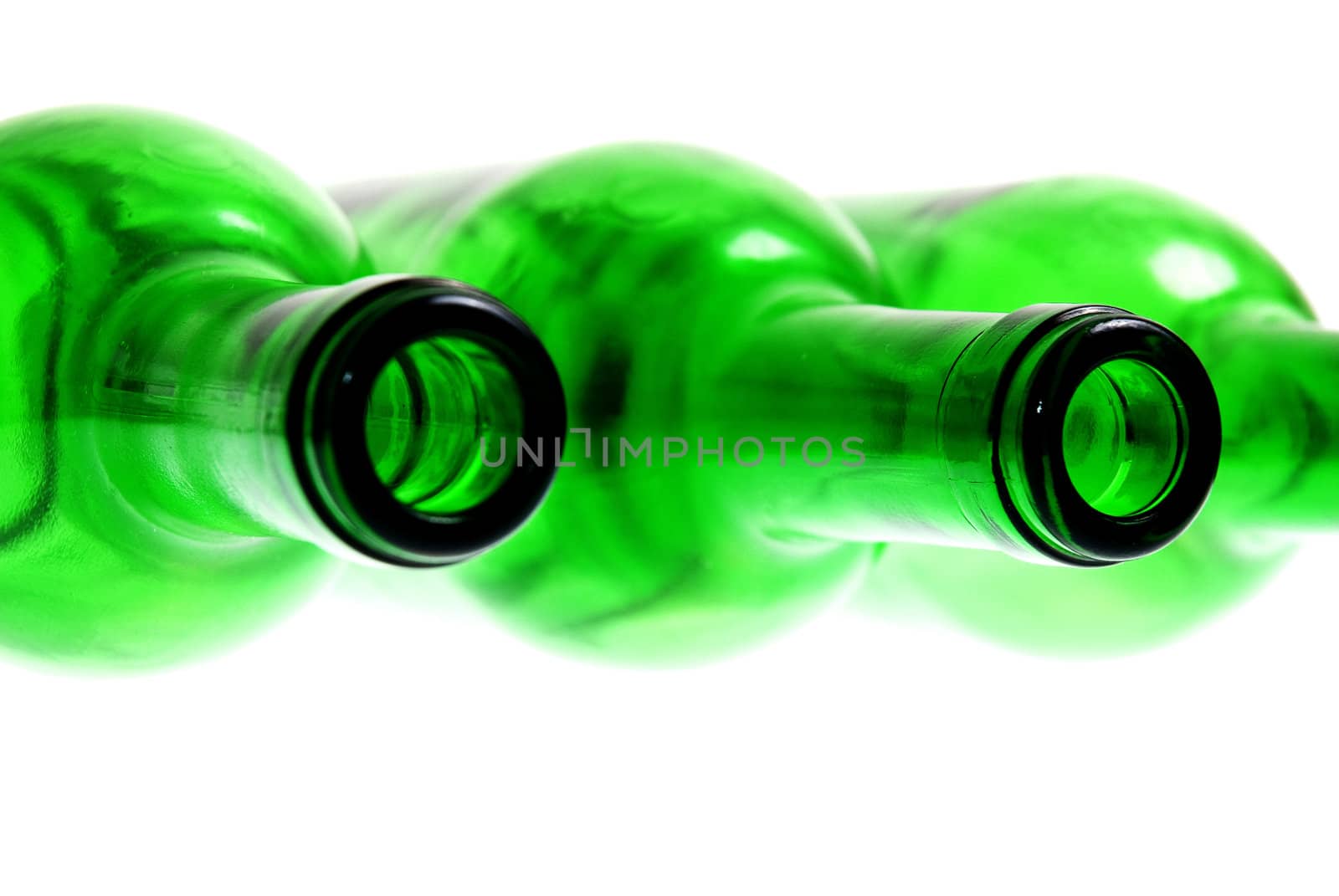 Green Bottles isolated on a white background