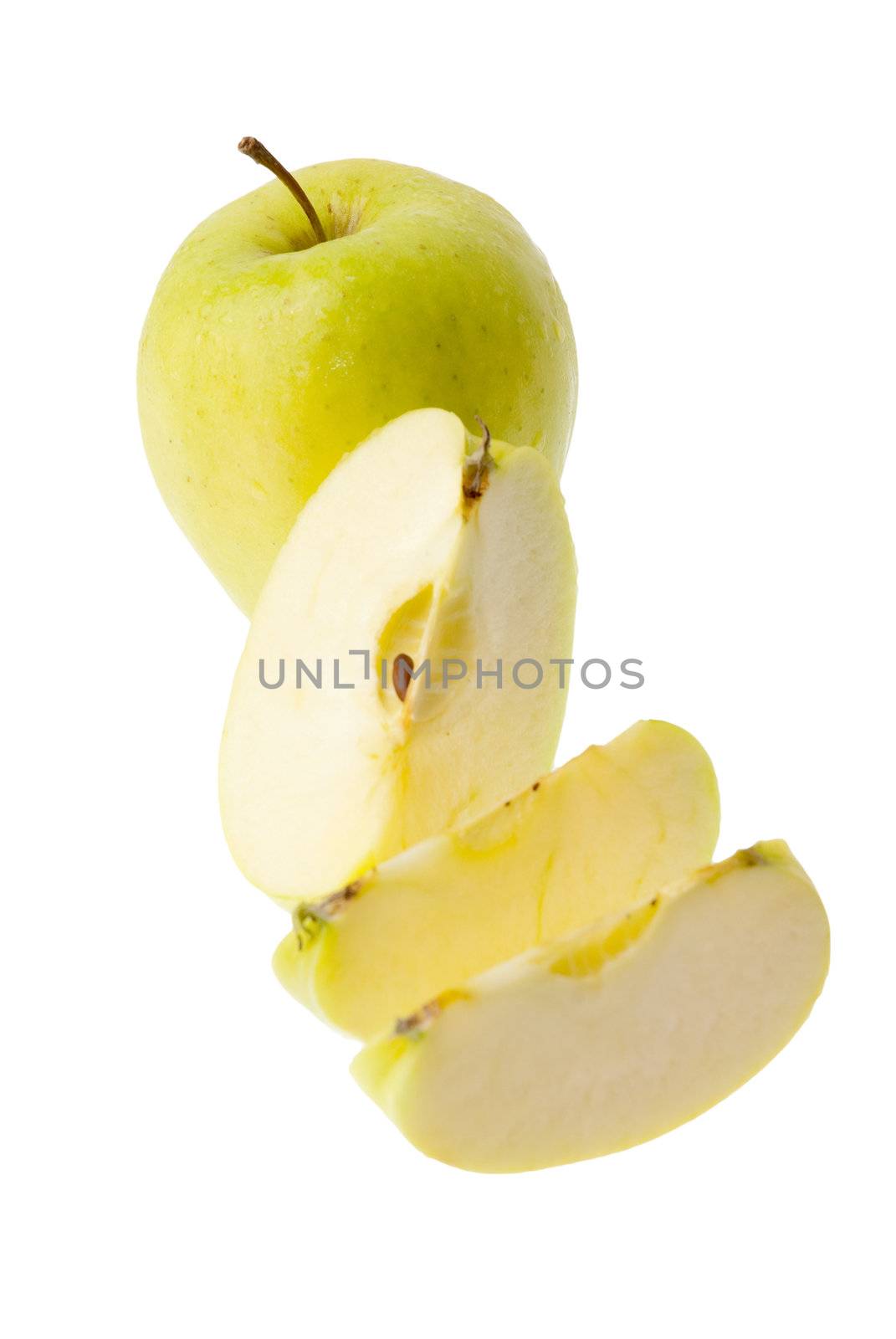 chopped apple isolated on white background.