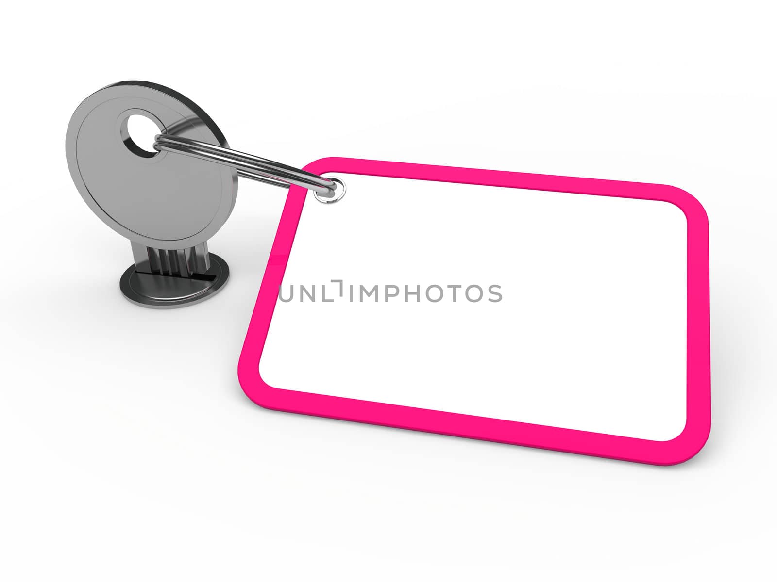 3d key attached chrome label estate pink