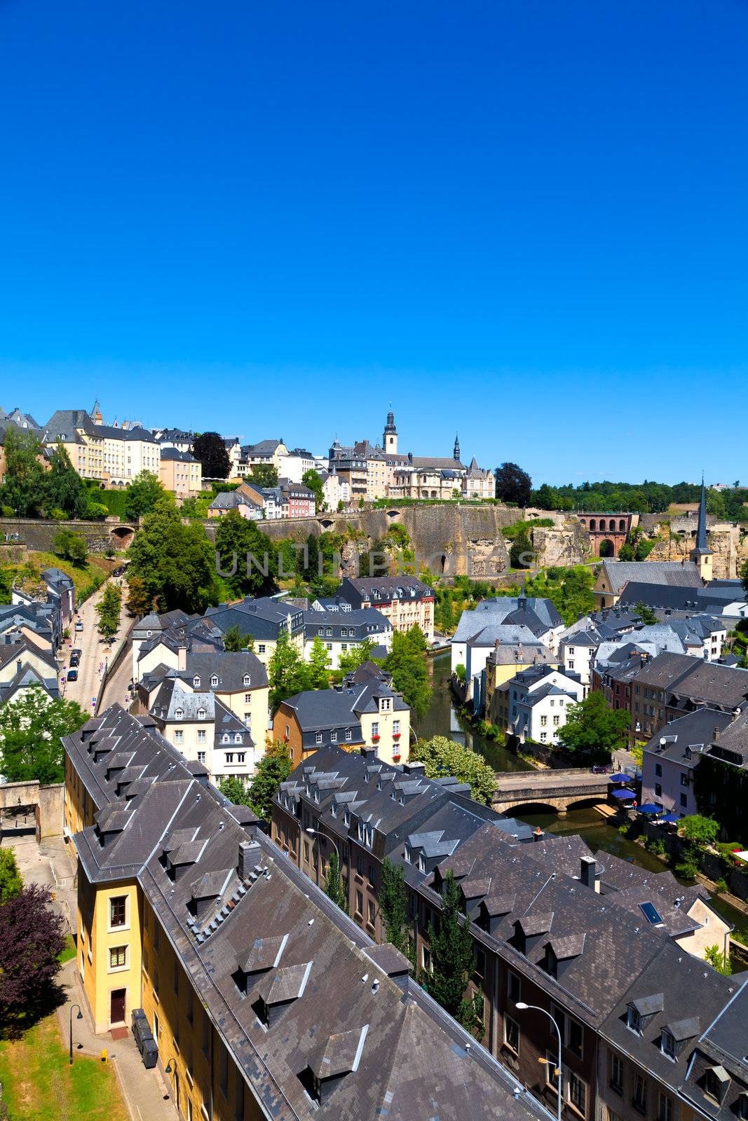 Luxembourg City Panorama on a sunny summer day