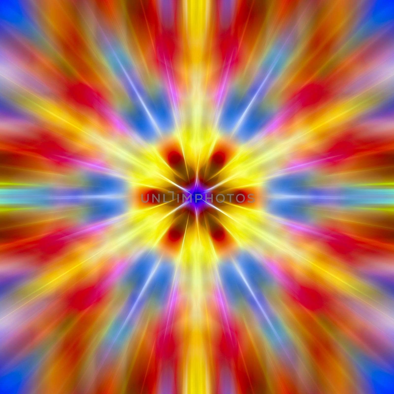Star background in red, yellow and blue tones. High resolution abstract image
