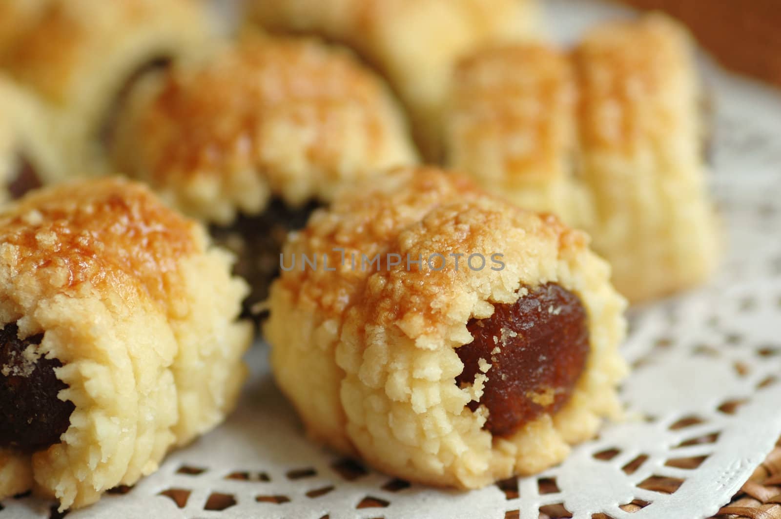 Freshly baked pineapple tarts with shallow depth of field