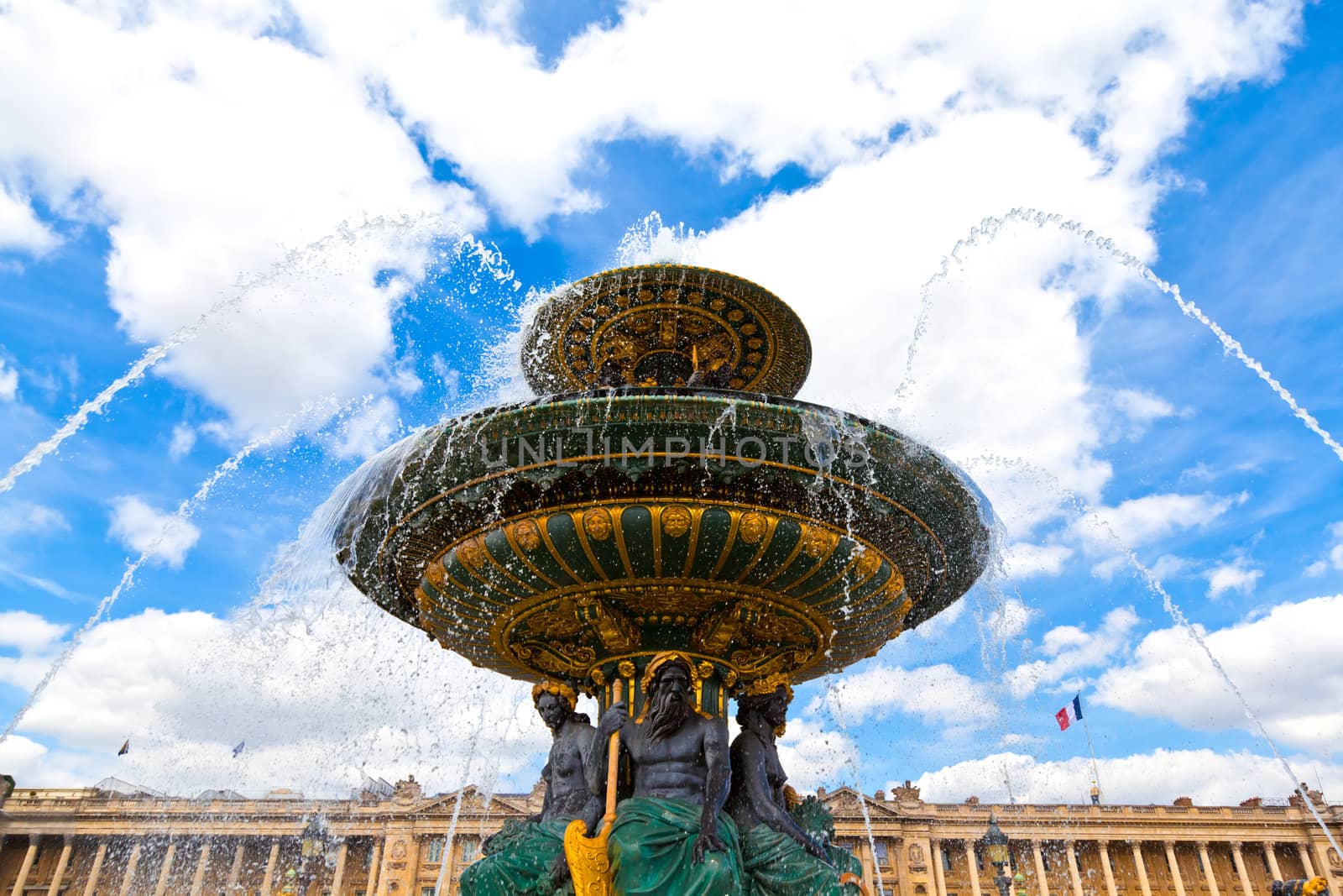 Fountain on Place de la Concorde in Paris, France