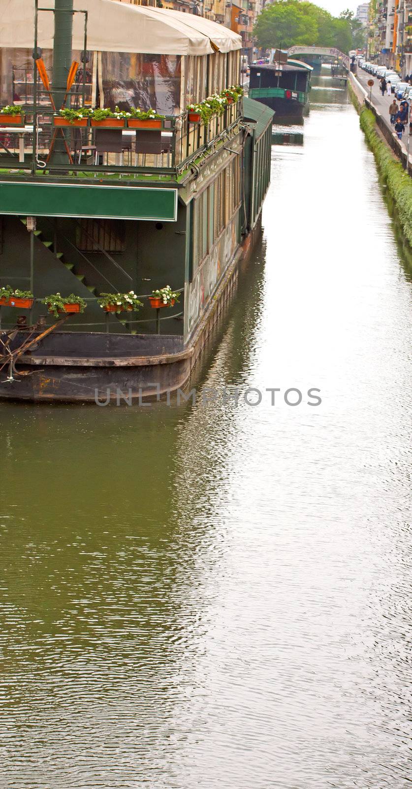 Milano's "Naviglio", old canal projected by Leonardo da Vinci