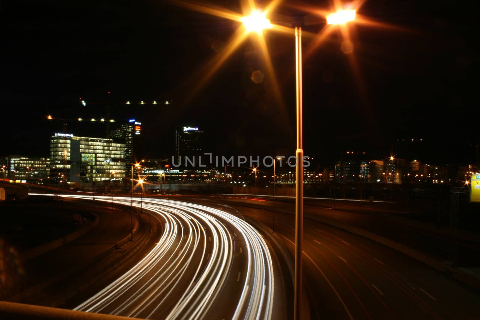 Cars driving in Oslo at Night.