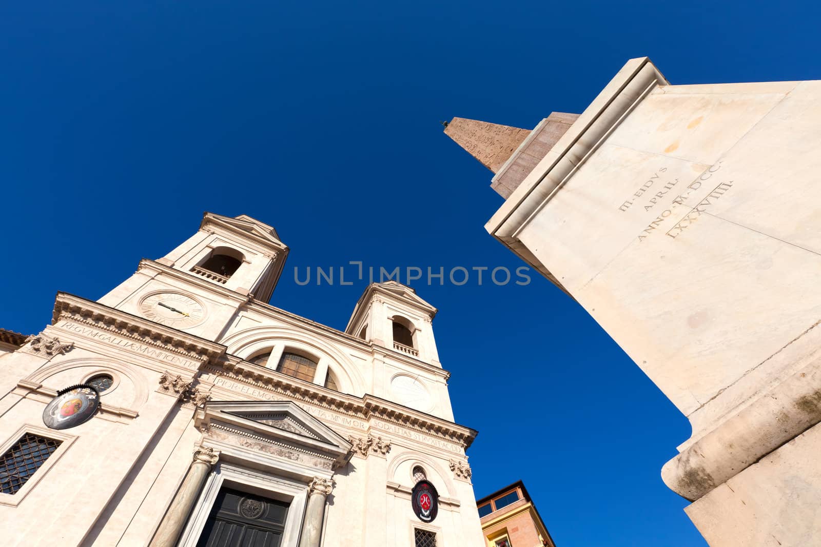 The church of the Santissima Trinità dei Monti near the famous Spanish Steps in Rome, Italy