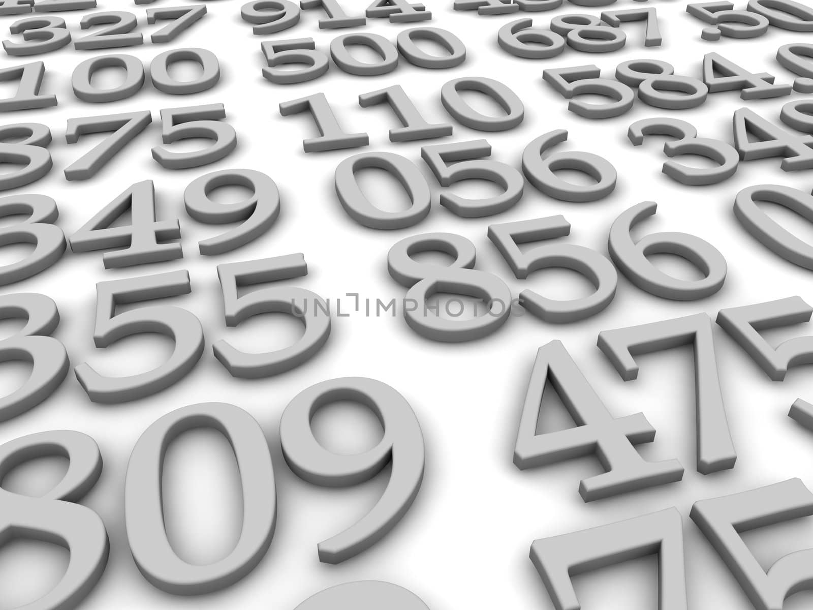 Black and white numbers background. 3d rendered illustration