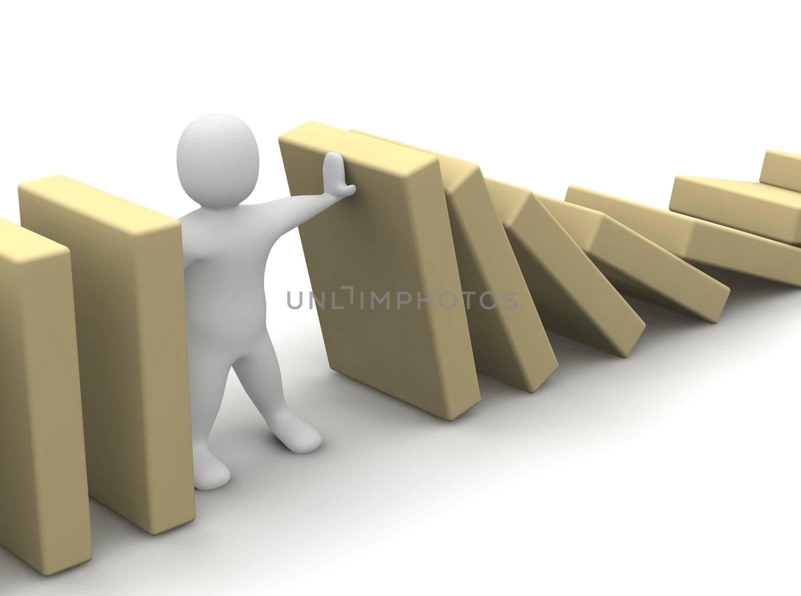 Stopping collaps. 3d rendered illustration isolated on white.