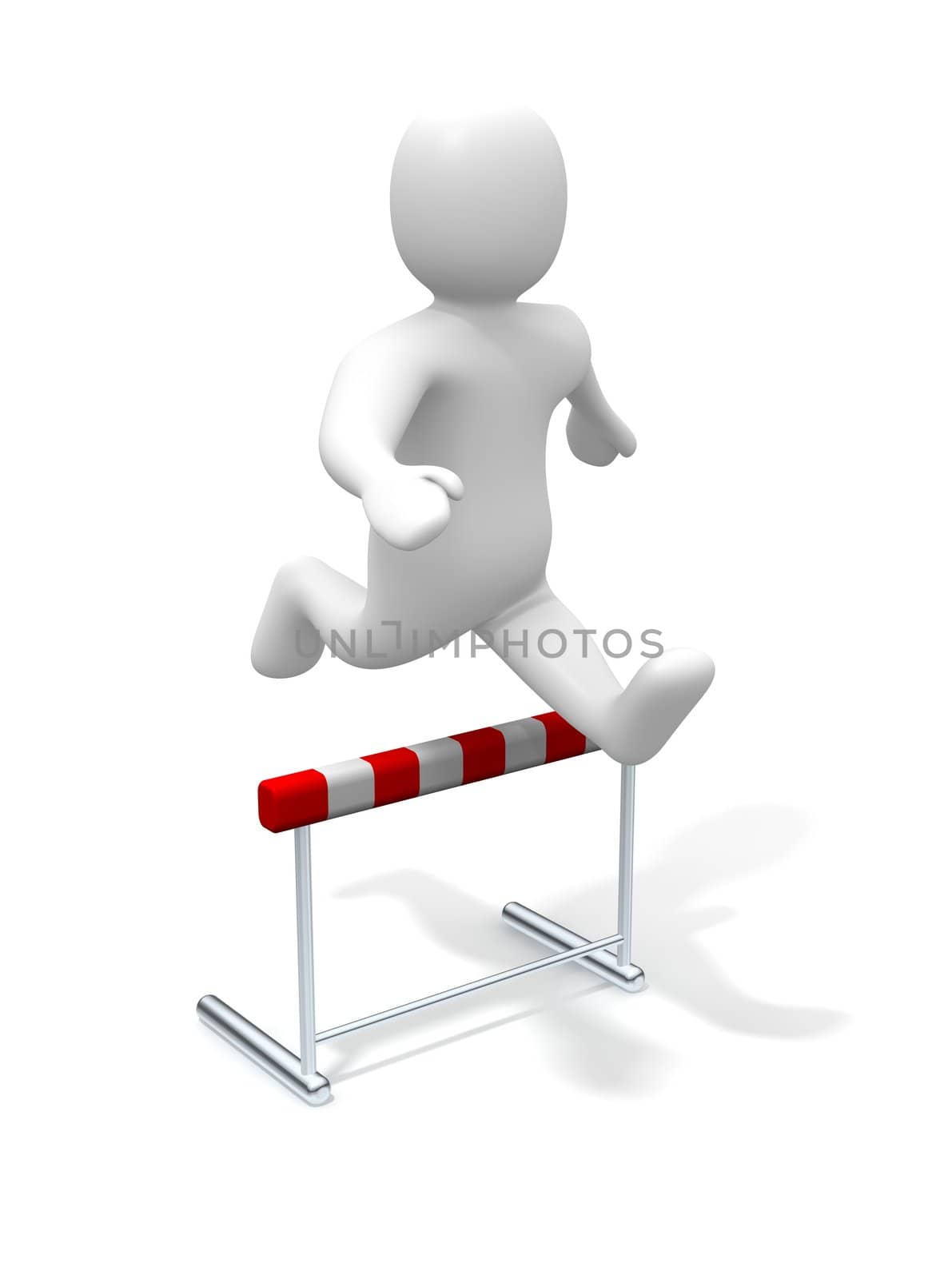 Man jumping over the hurdle. 3d rendered illustration.