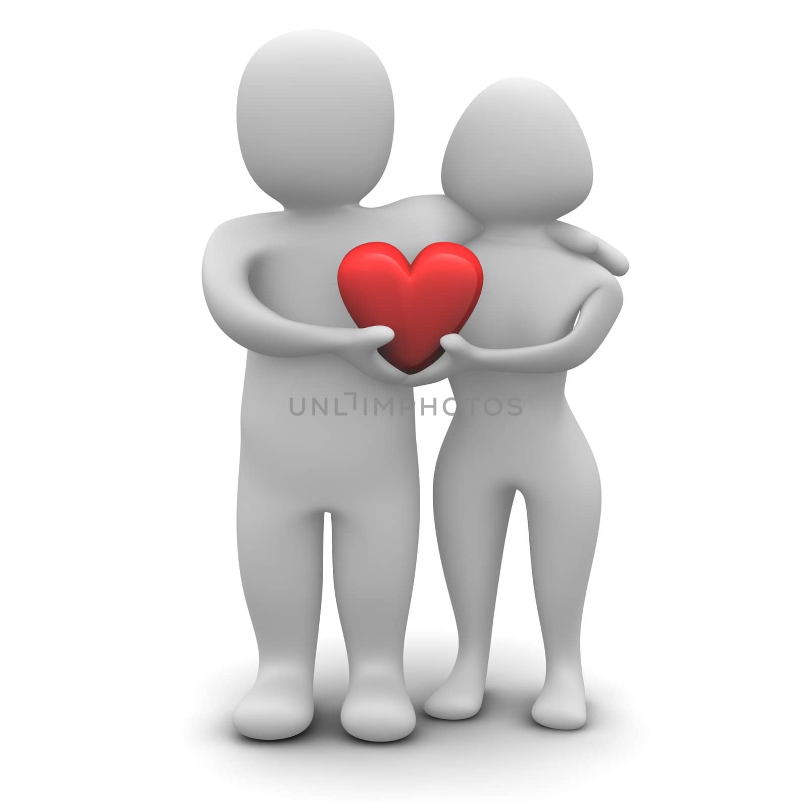 Couple in love. 3d rendered illustration isolated on white.