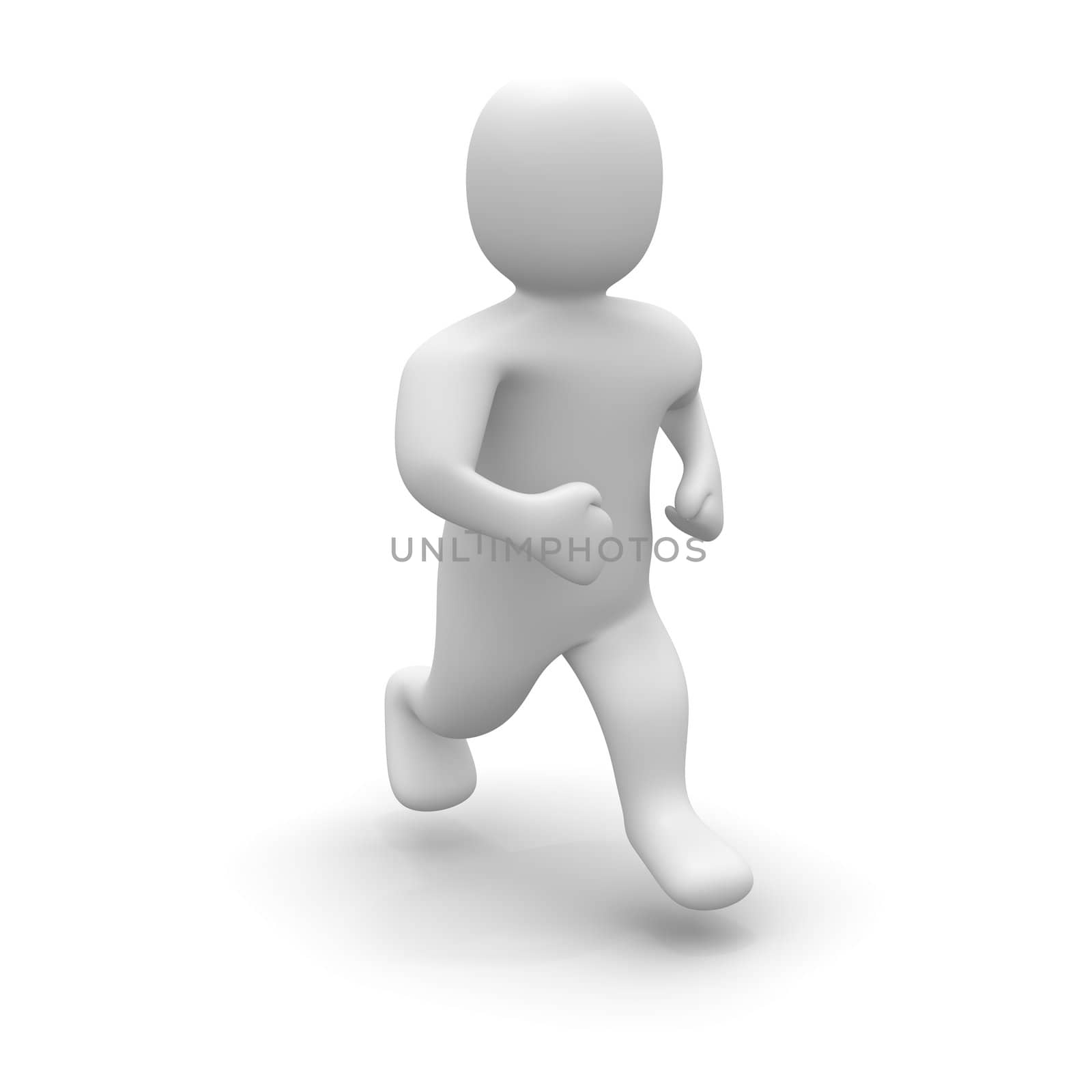 Running man. 3d rendered illustration isolated on white.