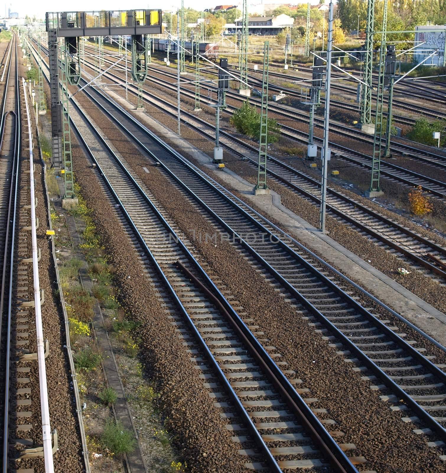 Railway or railroad tracks for train transportation