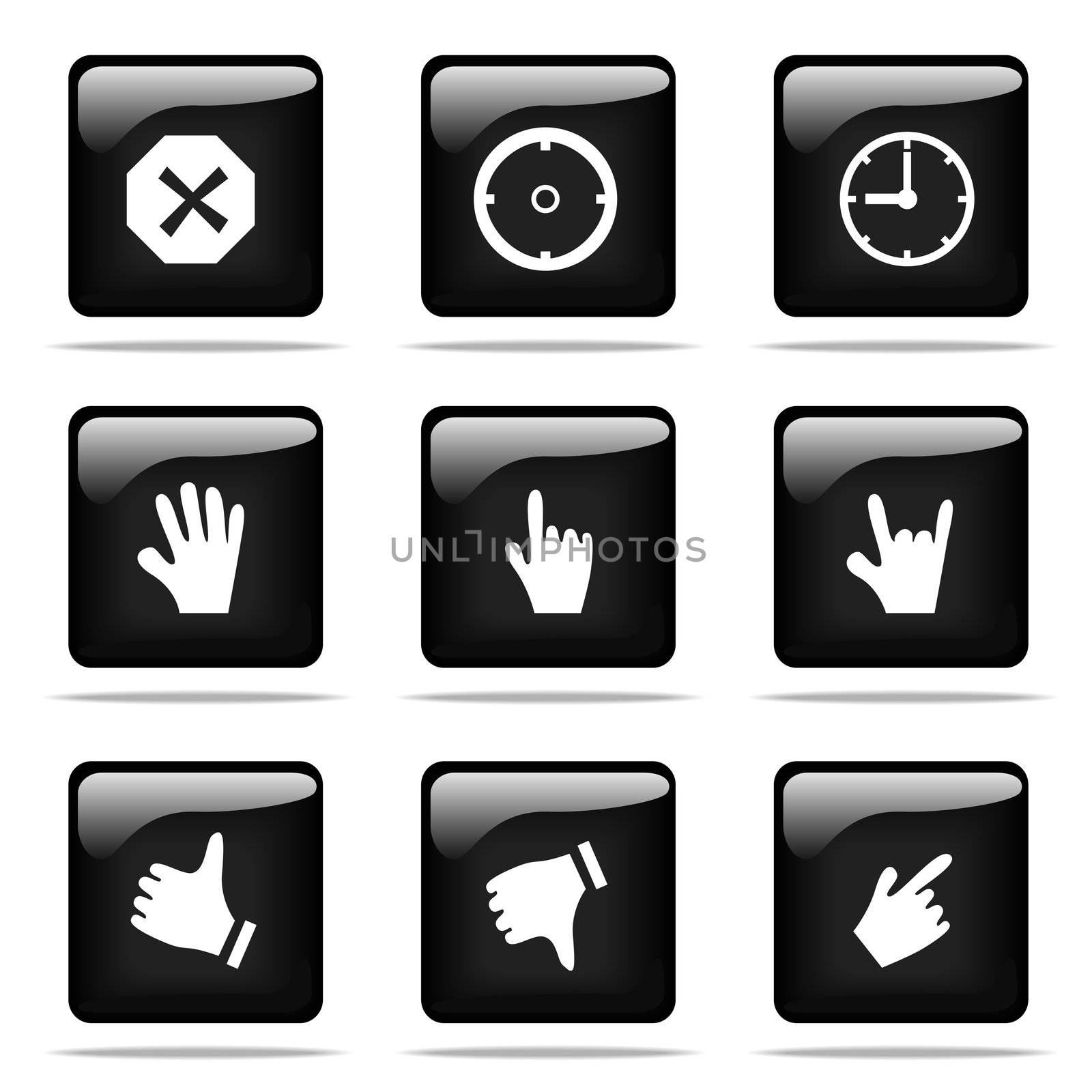 Set of glossy buttons with icons by skvoor