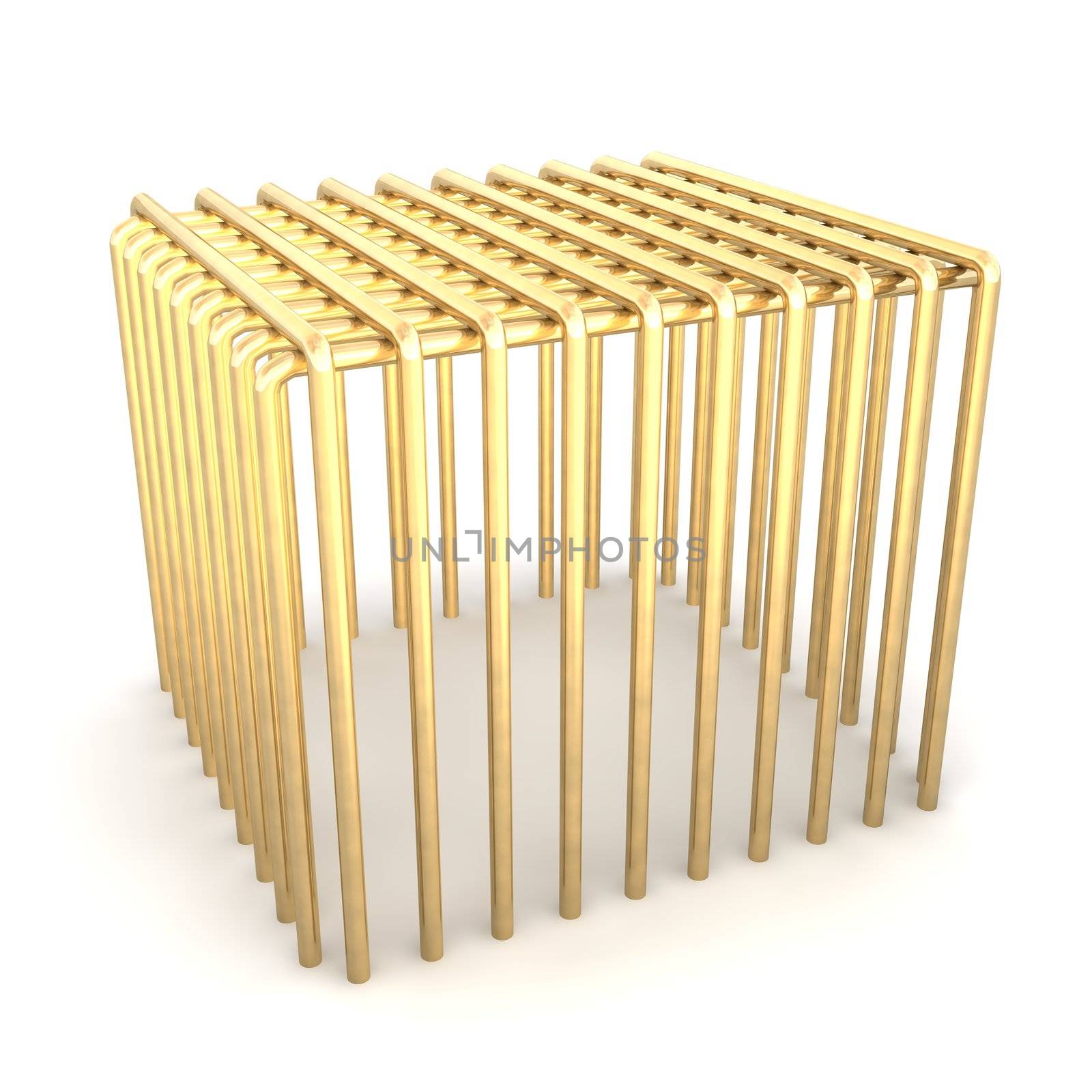 Golden cage. 3d rendered illustration.