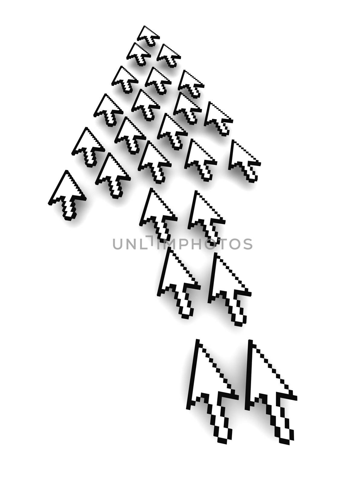 Computer arrows 3d rendered illustration