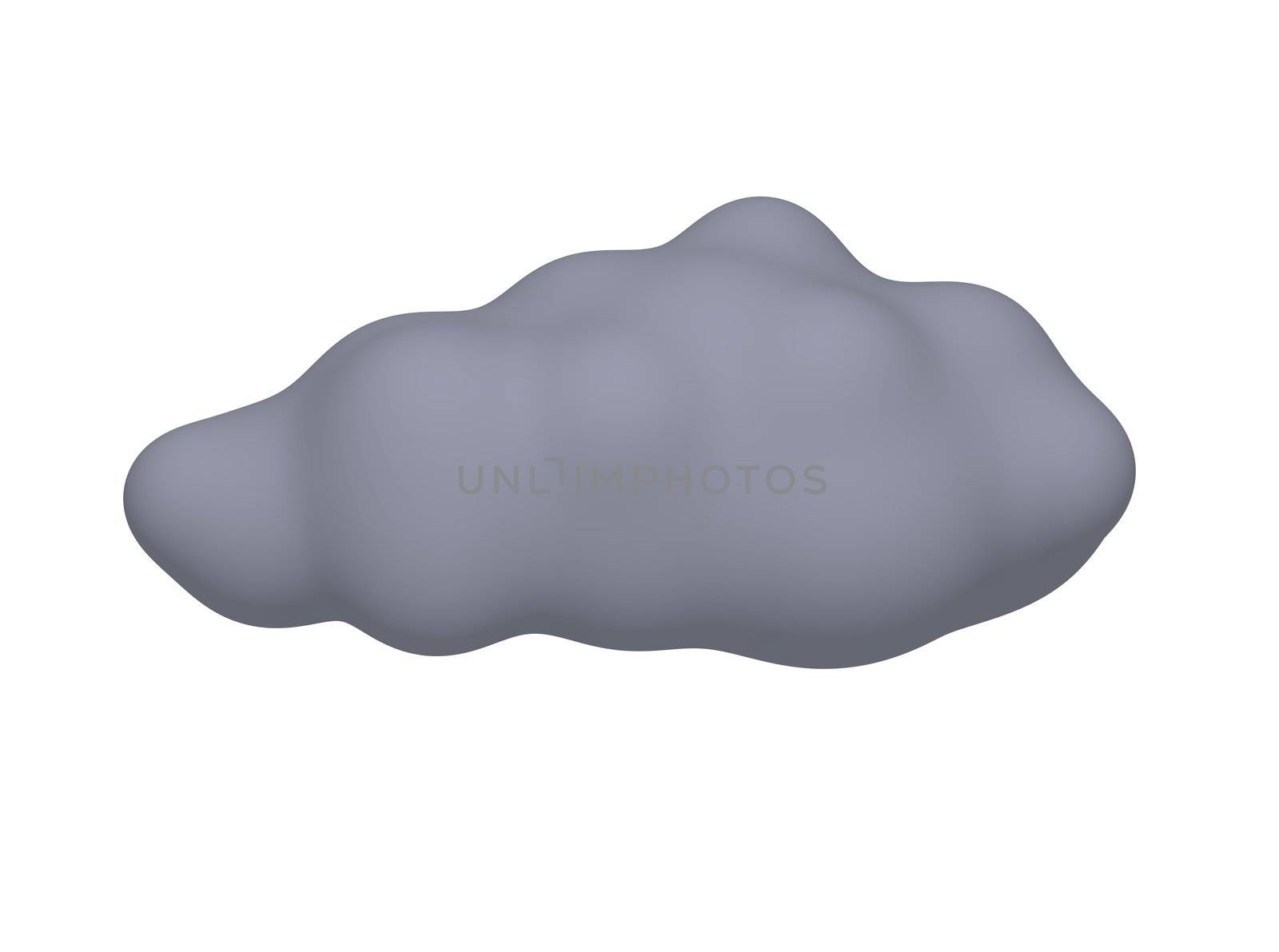 Dark storm cloud isolated on white. 3d rendered illustration.