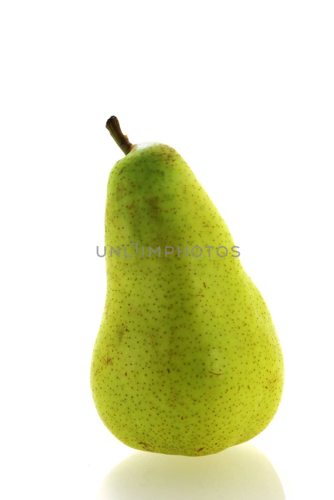 ripe fresh single pear over white background