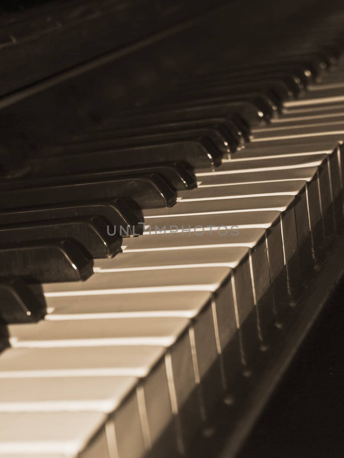 The image of keys of the old piano