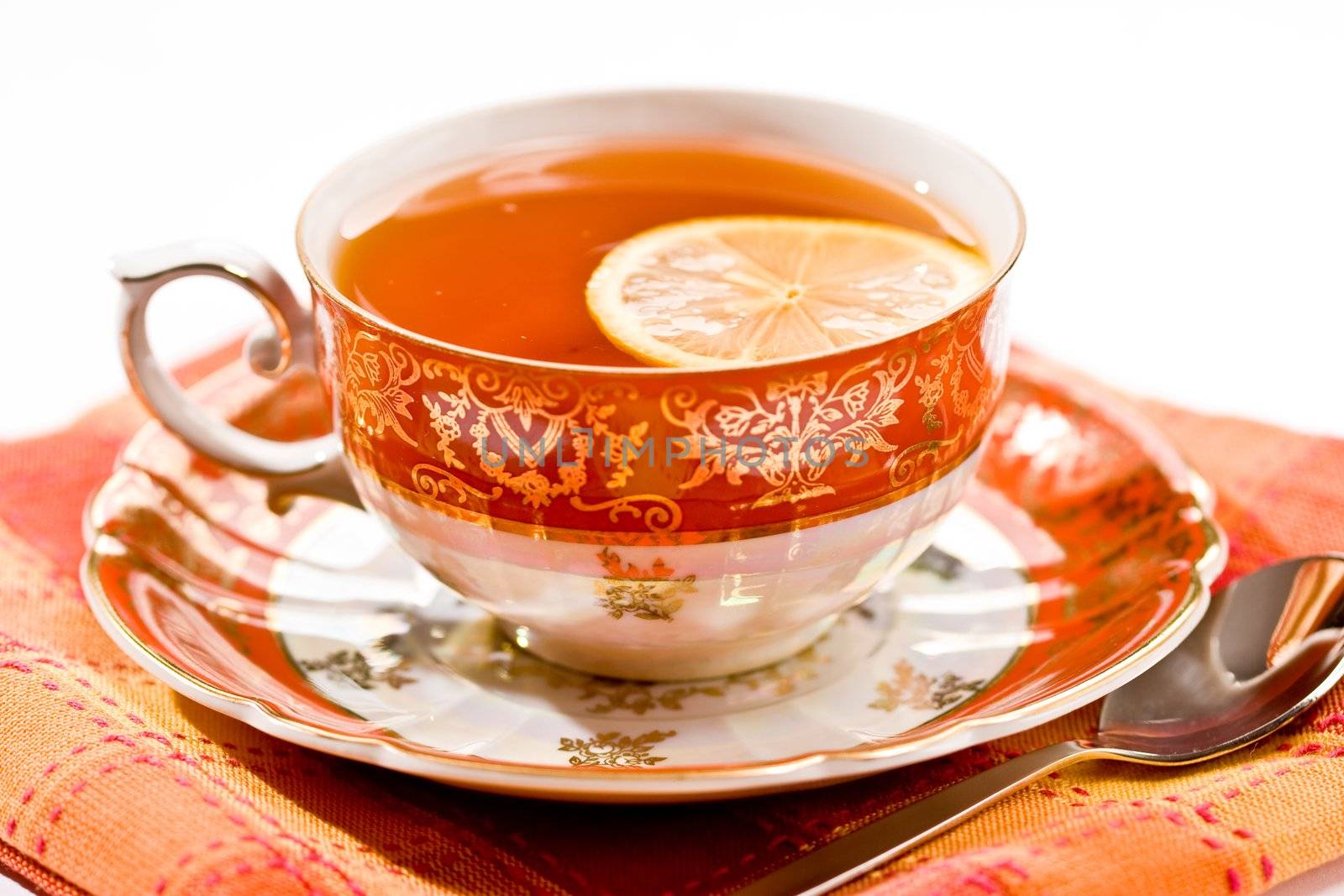 macro picture of cup of tea, hot drink