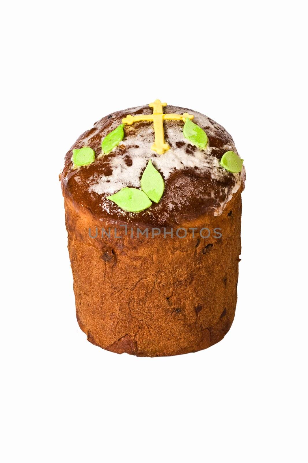 holiday object: easter cake over white background