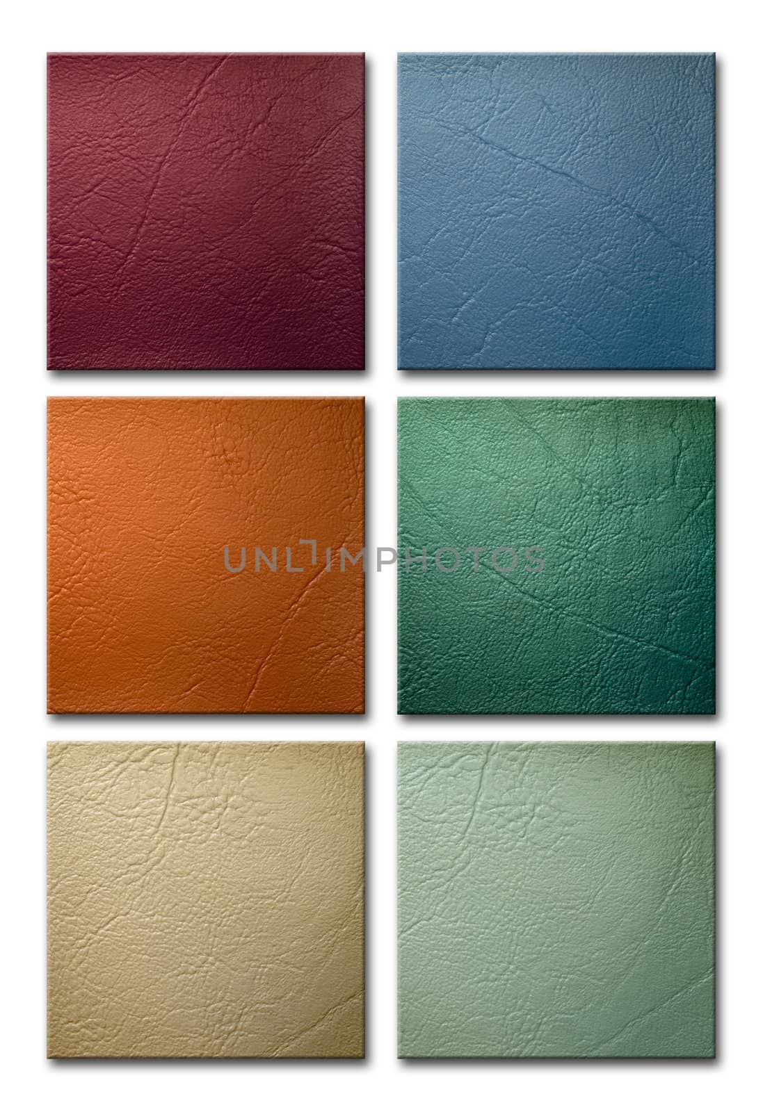 six sample color and texture of leatherette