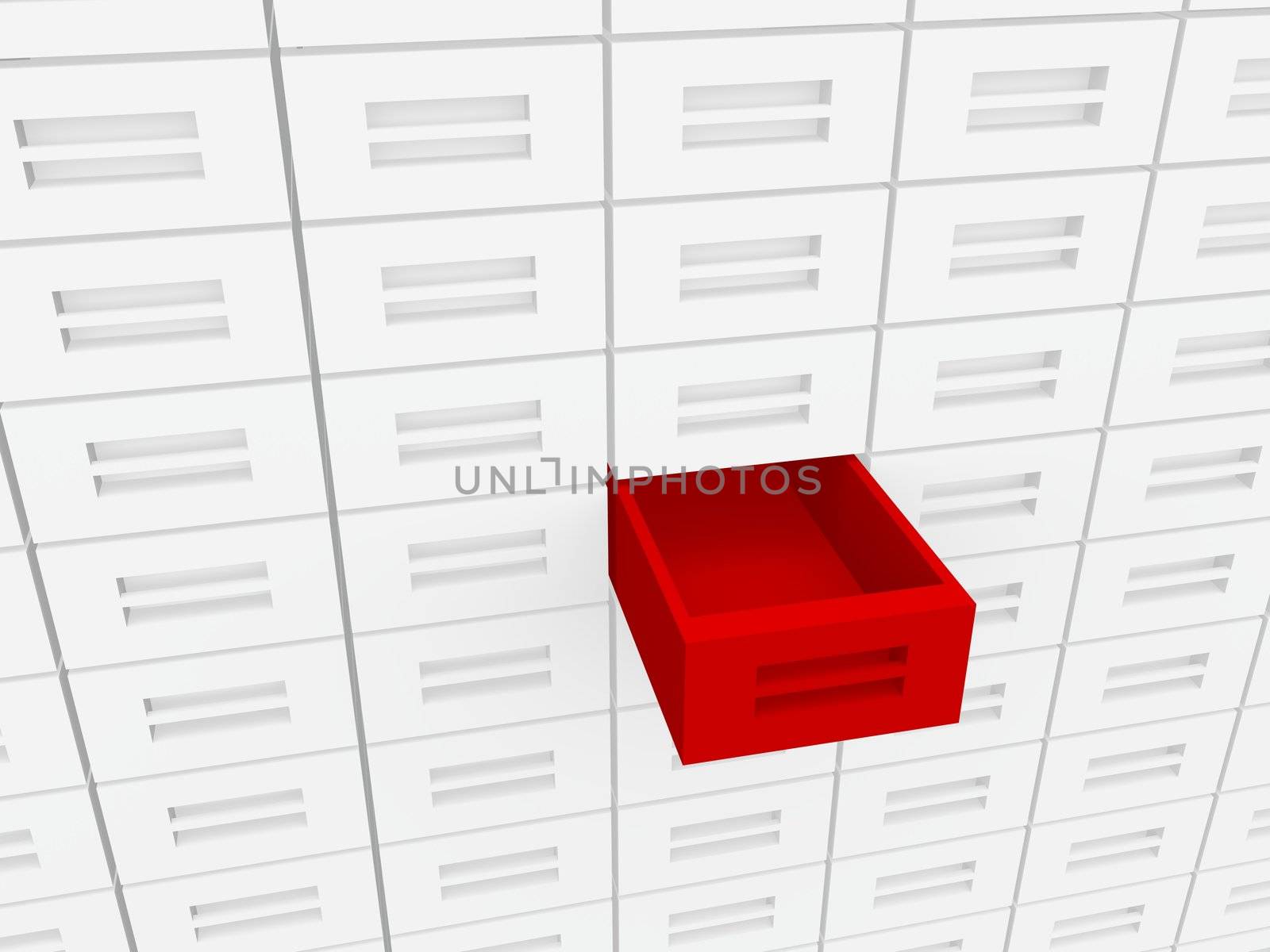 Open drawer / safe deposit. 3D rendered illustration.